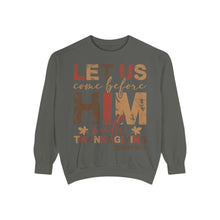 Load image into Gallery viewer, Cozy Faith Sweatshirt | Unisex Garment-Dyed Graphic Sweatshirt, Thanksgiving Apparel, Bible Verse Clothing, Church Wear, Fall Fashion