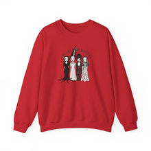 Load image into Gallery viewer, Spooky Sisterhood Sweatshirt, Cozy Halloween Crewneck, Unisex Witchy Apparel, Perfect for Autumn Gatherings, Gift for Friends