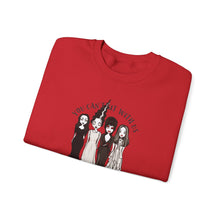 Load image into Gallery viewer, Spooky Sisterhood Sweatshirt, Cozy Halloween Crewneck, Unisex Witchy Apparel, Perfect for Autumn Gatherings, Gift for Friends
