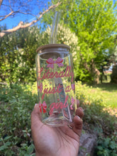 Load image into Gallery viewer, Literally Just a Girl Libbey Glass Cup | 16oz Beer Can Glass | Cute Aesthetic Glass | Iced Coffee Cup | Girly Glass Cup | Gift for Her