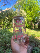 Load image into Gallery viewer, Literally Just a Girl Libbey Glass Cup | 16oz Beer Can Glass | Cute Aesthetic Glass | Iced Coffee Cup | Girly Glass Cup | Gift for Her