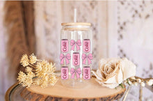 Load image into Gallery viewer, Pink Bow Diet Soda Can UV DTF Wrap: 16oz Libbey Cup Vinyl